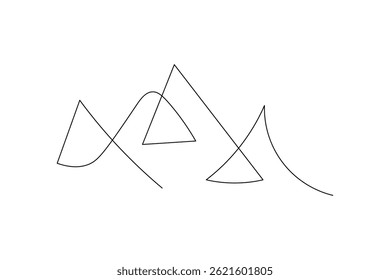 Mountain landscape continuous one line art of outline vector drawing
