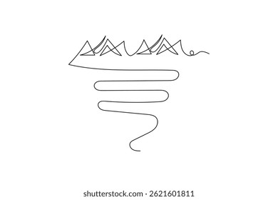 Mountain landscape continuous one line art of outline vector drawing
