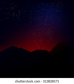 mountain landscape with the cosmic horizon