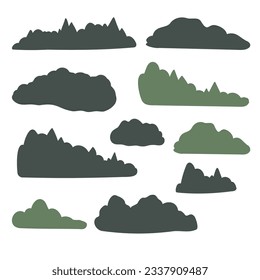 mountain landscape creator clipart, vector travel illustration, road trip clip art, mountain scene images in flat cartoon style, abstract nature, rock forest tourist hiking