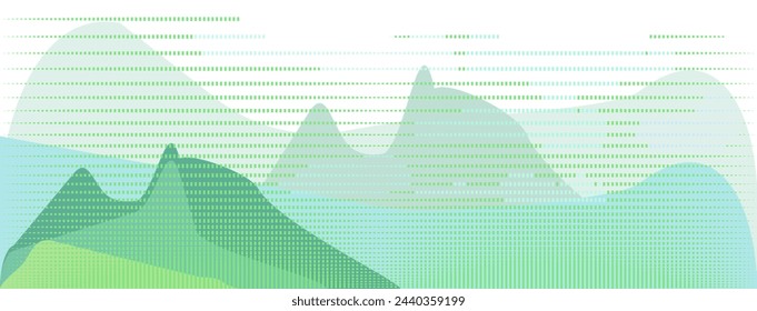 Mountain landscape with a dawn.Panorama of spring summer beautiful nature.Vector Illustration.