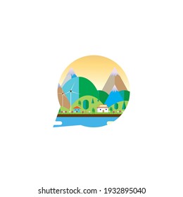 Diseño de paisajes montañosos, pequeña ilustración de la naturaleza 