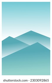 Vector de arte de pared de diseño de paisajes de montaña. Colección de paisaje azul para papel pintado, decoración de pared, tarjeta, afiche, cubierta, impresión. Ilustración vectorial.