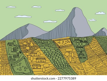 mountain landscape doodle hand drawn