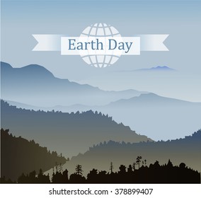 Mountain landscape. Earth Day.Vector illustration.