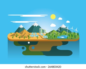paisagem de montanha Eco ilustração plana Vetor eps10.
