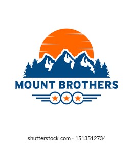 mountain landscape emblem logo design