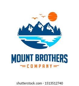 mountain landscape emblem logo design