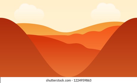 Mountain landscape in the evening with clouds.