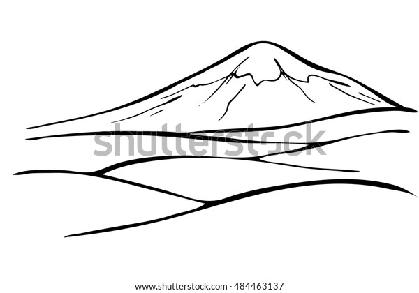 Mountain Landscape Field Hand Drawn Sketch Stock Vector