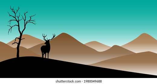 mountain landscape. In flat design. eps vector