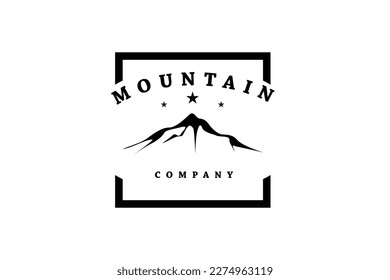 Mountain Landscape with Focus Square Lens Frame for Adventure Outdoor Nature Photography Photographer Logo Design