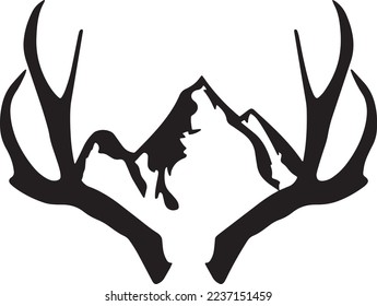  paisaje montañoso con bosque y vector de ciervos