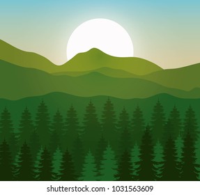 mountain landscape with forest design
