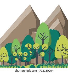 mountain landscape with forest and rocks