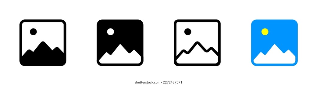 Mountain landscape in frame simple icon illustration