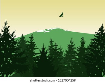 mountain Landscape with Green and yellow tones.