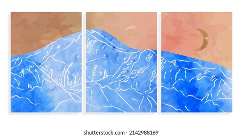 paisaje montañoso con cubiertas vectoriales de textura gruesa conjunto