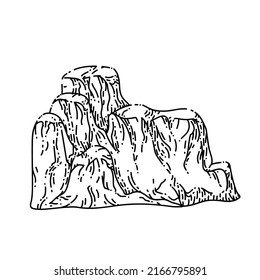 mountain landscape hand drawn vector. nature art, doodle forest hill, rock travel mountain landscape sketch. isolated black illustration