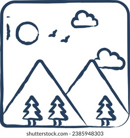 mountain landscape hand drawn vector illustration