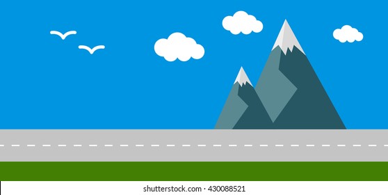 Mountain landscape with highway road vector.