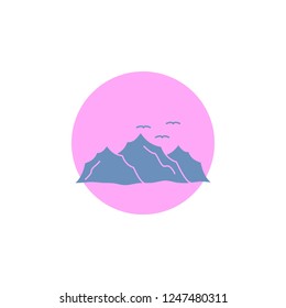 mountain, landscape, hill, nature, birds Glyph Icon.