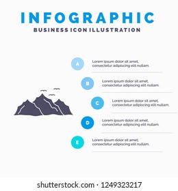 mountain, landscape, hill, nature, birds Infographics Template for Website and Presentation. Glyph Gray icon with Blue infographic style vector illustration.