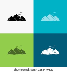 mountain, landscape, hill, nature, birds Icon Over Various Background. glyph style design, designed for web and app. Eps 10 vector illustration