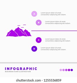 mountain, landscape, hill, nature, birds Infographics Template for Website and Presentation. GLyph Purple icon infographic style vector illustration.
