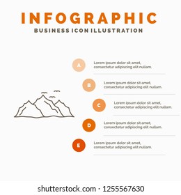 mountain, landscape, hill, nature, birds Infographics Template for Website and Presentation. Line Gray icon with Orange infographic style vector illustration