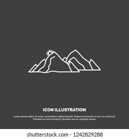 mountain, landscape, hill, nature, scene Icon. Line vector symbol for UI and UX, website or mobile application