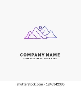mountain, landscape, hill, nature, scene Purple Business Logo Template. Place for Tagline