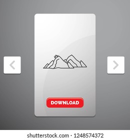 mountain, landscape, hill, nature, scene Line Icon in Carousal Pagination Slider Design & Red Download Button