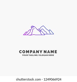 mountain, landscape, hill, nature, scene Purple Business Logo Template. Place for Tagline