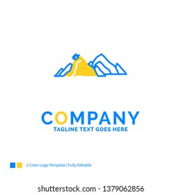mountain, landscape, hill, nature, scene Blue Yellow Business Logo template. Creative Design Template Place for Tagline.