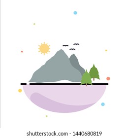 mountain, landscape, hill, nature, scene Flat Color Icon Vector