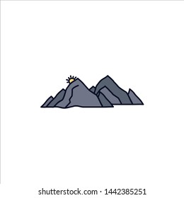 mountain, landscape, hill, nature, scene Flat Color Icon Vector