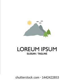 mountain, landscape, hill, nature, scene Flat Color Icon Vector