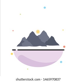 mountain, landscape, hill, nature, scene Flat Color Icon Vector. Vector Icon Template background