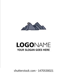 mountain, landscape, hill, nature, scene Flat Color Icon Vector. Vector Icon Template background