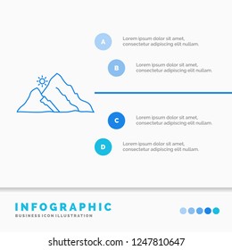 mountain, landscape, hill, nature, sun Infographics Template for Website and Presentation. Line Blue icon infographic style vector illustration