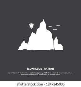 mountain, landscape, hill, nature, sun Icon. glyph vector symbol for UI and UX, website or mobile application