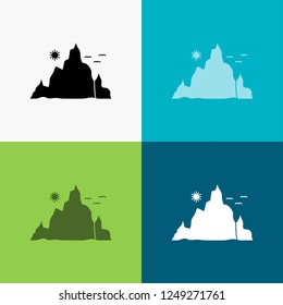 mountain, landscape, hill, nature, sun Icon Over Various Background. glyph style design, designed for web and app. Eps 10 vector illustration