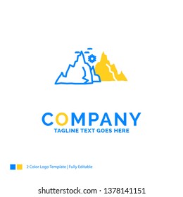 mountain, landscape, hill, nature, sun Blue Yellow Business Logo template. Creative Design Template Place for Tagline.