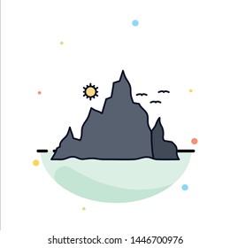 mountain, landscape, hill, nature, sun Flat Color Icon Vector