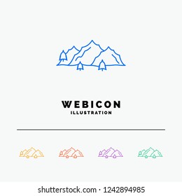 mountain, landscape, hill, nature, tree 5 Color Line Web Icon Template isolated on white. Vector illustration
