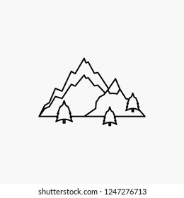 mountain, landscape, hill, nature, tree Line Icon. Vector isolated illustration