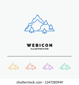 mountain, landscape, hill, nature, tree 5 Color Line Web Icon Template isolated on white. Vector illustration