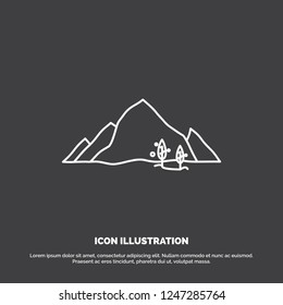 mountain, landscape, hill, nature, tree Icon. Line vector symbol for UI and UX, website or mobile application
