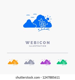 mountain, landscape, hill, nature, tree 5 Color Glyph Web Icon Template isolated on white. Vector illustration